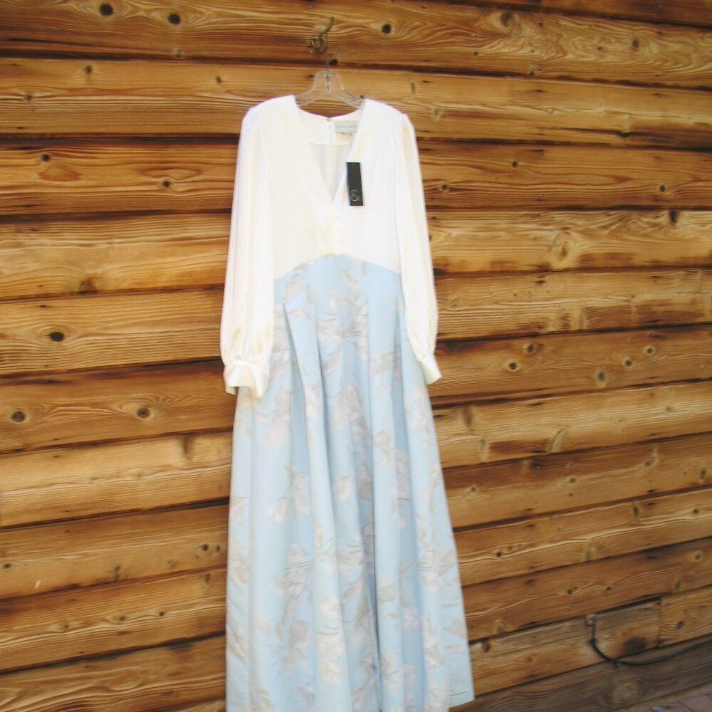 Sachin + Babi Zoe Blue White Floral Gown Dress Size 6 No Belt - Picture 7 of 14